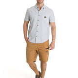 Camisa Manga Corta Hombre Oxford Relaxed Azul CAT