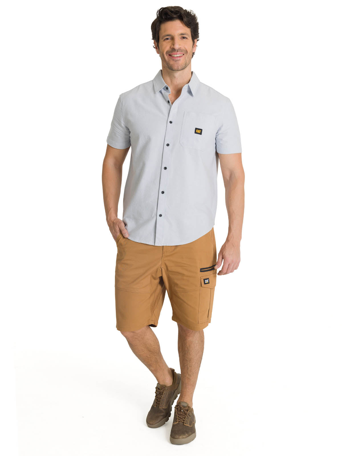 Camisa Manga Corta Hombre Oxford Relaxed Azul CAT