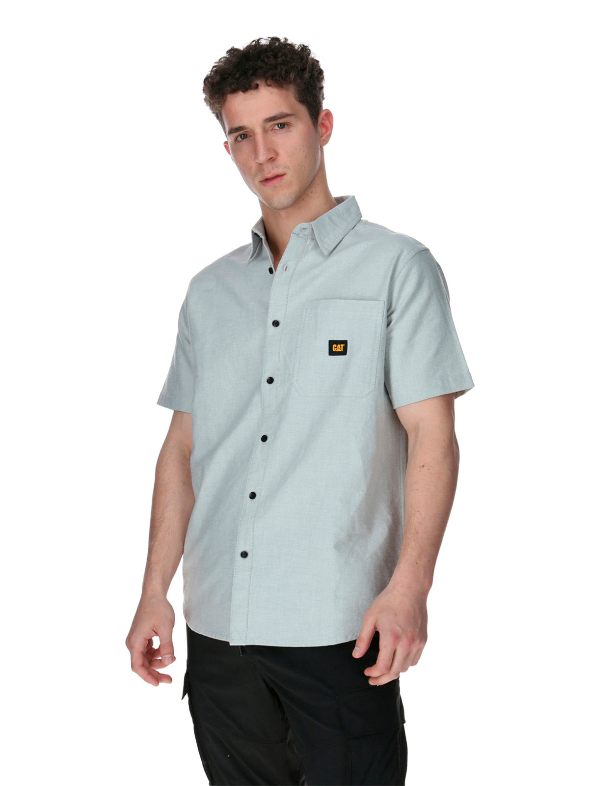 Camisa Manga corta Casual Hombre OXFORD RELAXED S/S SHIRT Gris CAT