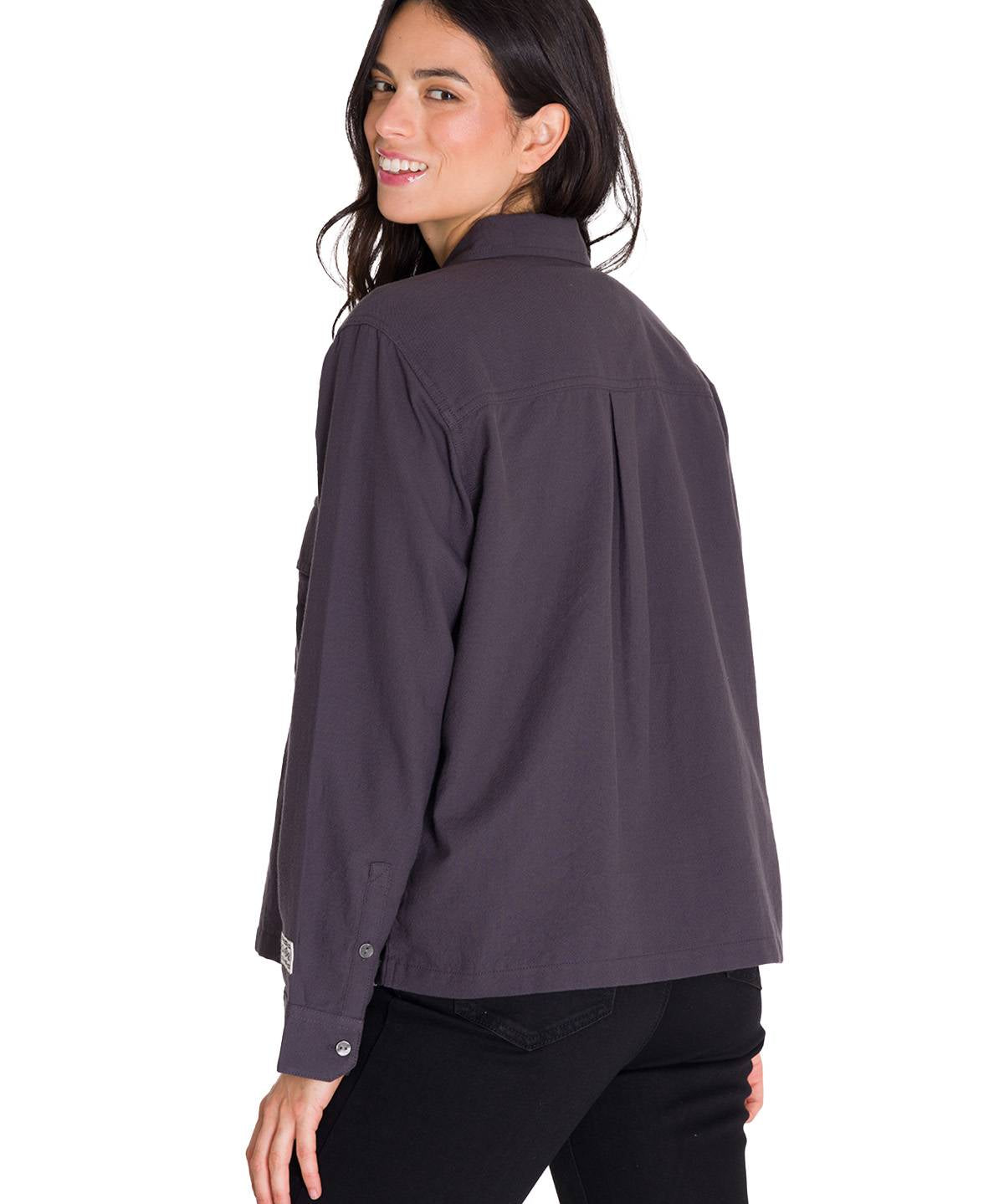 Camisa Manga Larga Mujer Heritage Uniform Boxy L/S Gris Oscuro Cat