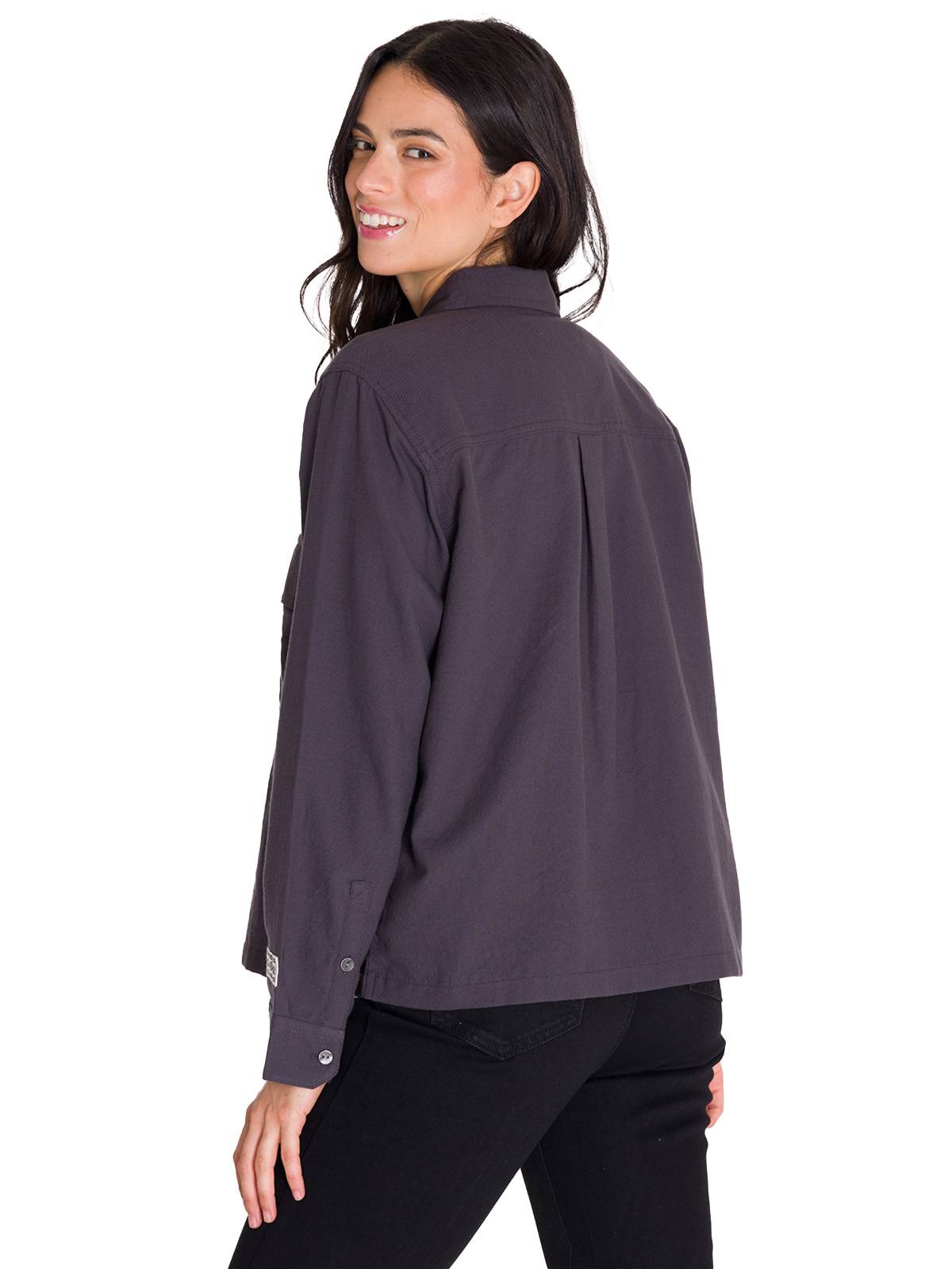 Camisa Manga Larga Mujer Heritage Uniform Boxy L/S Gris Oscuro Cat