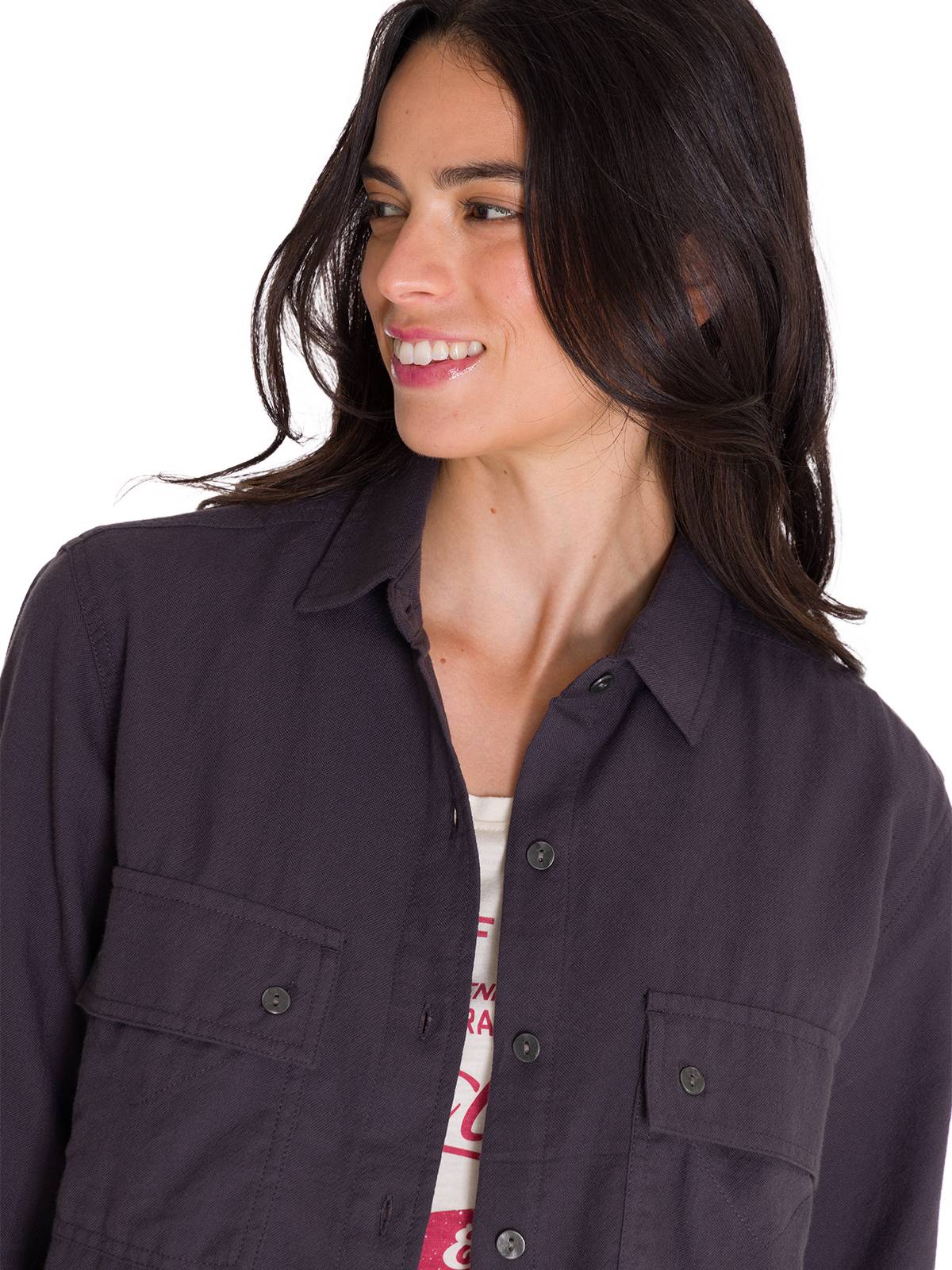 Camisa Manga Larga Mujer Heritage Uniform Boxy L/S Gris Oscuro Cat