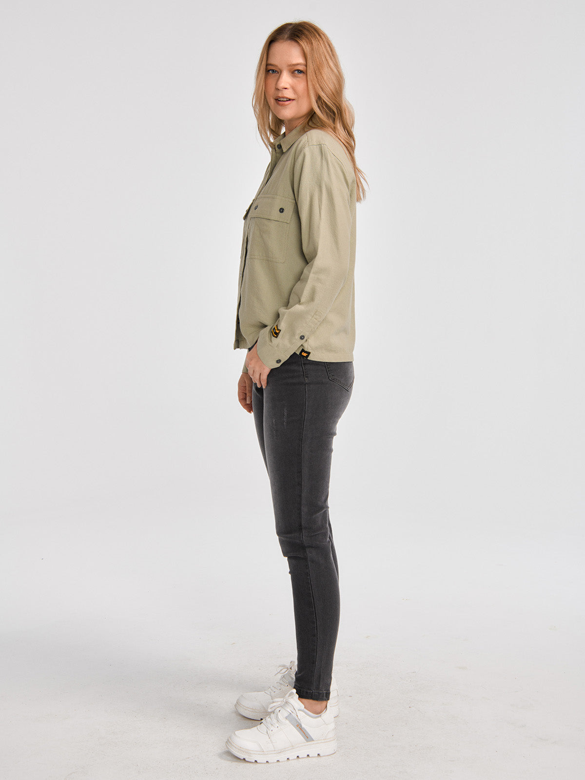 Blusa Manga larga Casual Mujer HERITAGE UNIFORM BOXY L/S SHIRT Verde CAT