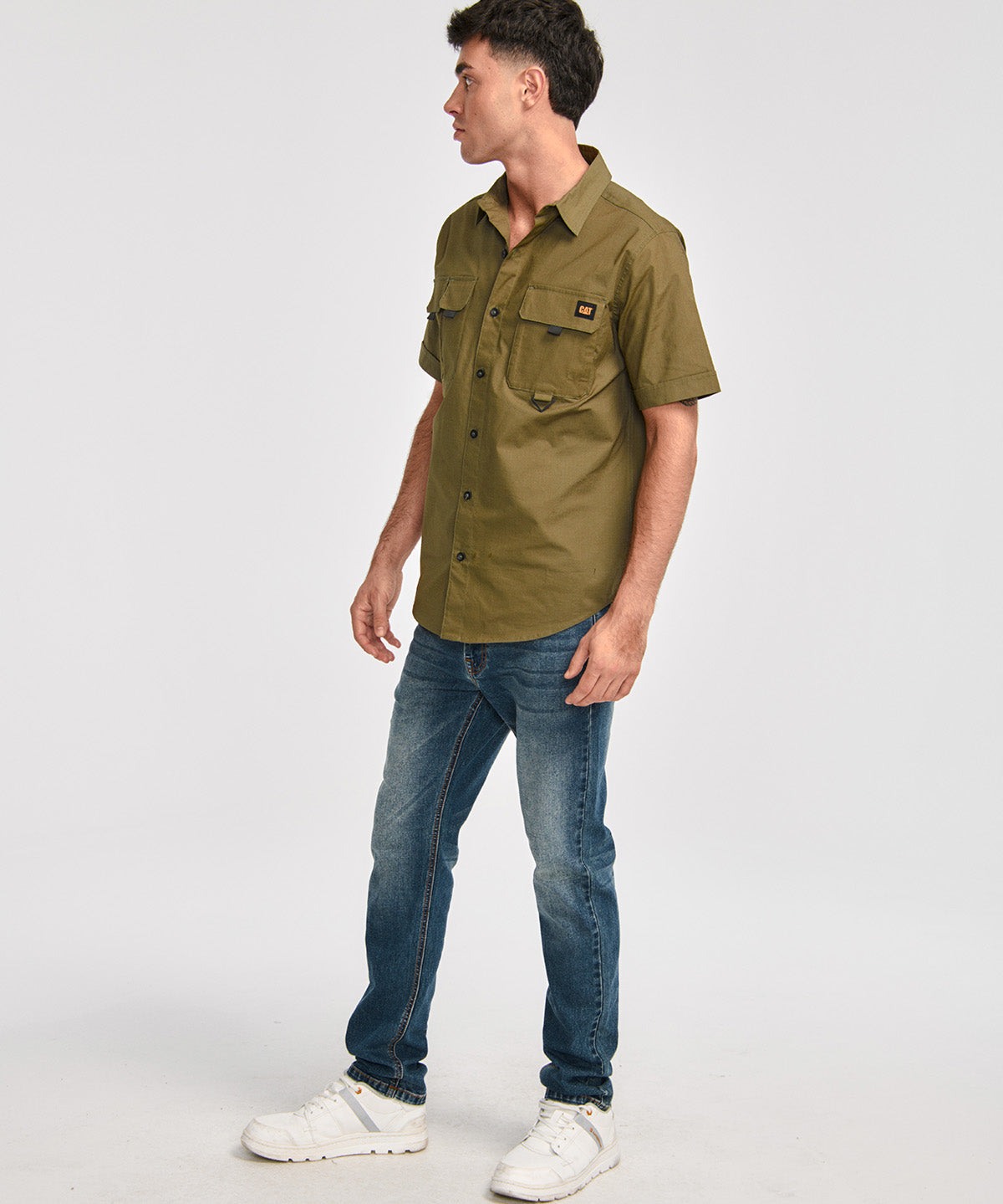 Camisa Manga corta Casual Hombre UTILITY S/S SHIRT Verde CAT