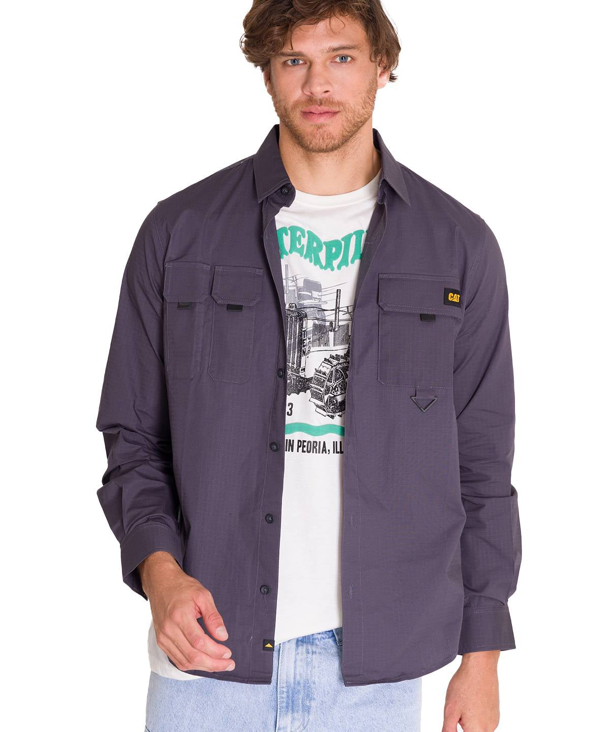 Camisa Manga Larga Hombre Utility Gris Cat