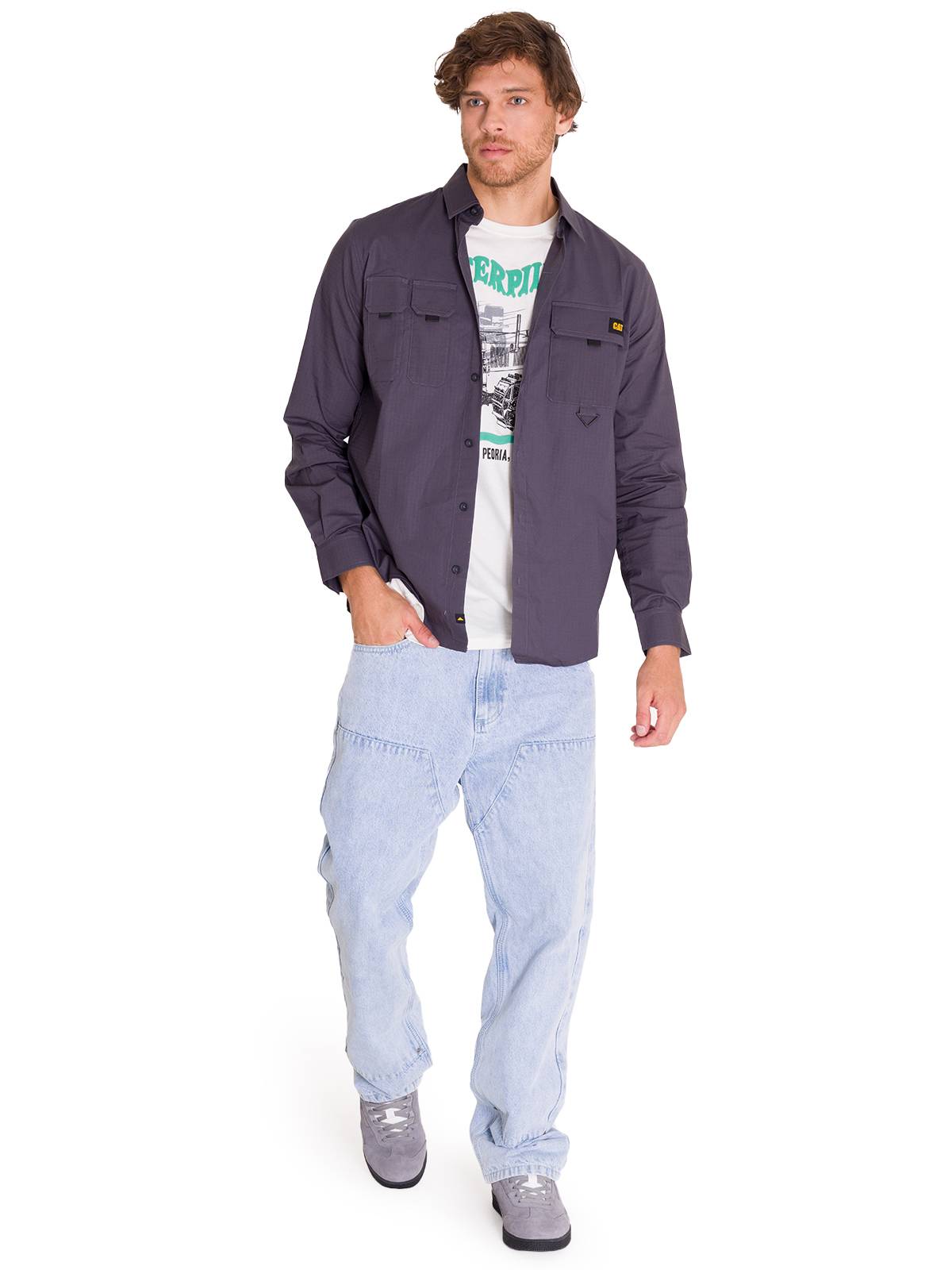 Camisa Manga Larga Hombre Utility Gris Cat