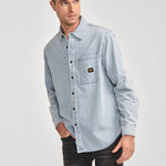 Camisa Manga larga Casual Hombre DENIM L/S SHIRT Azul claro CAT