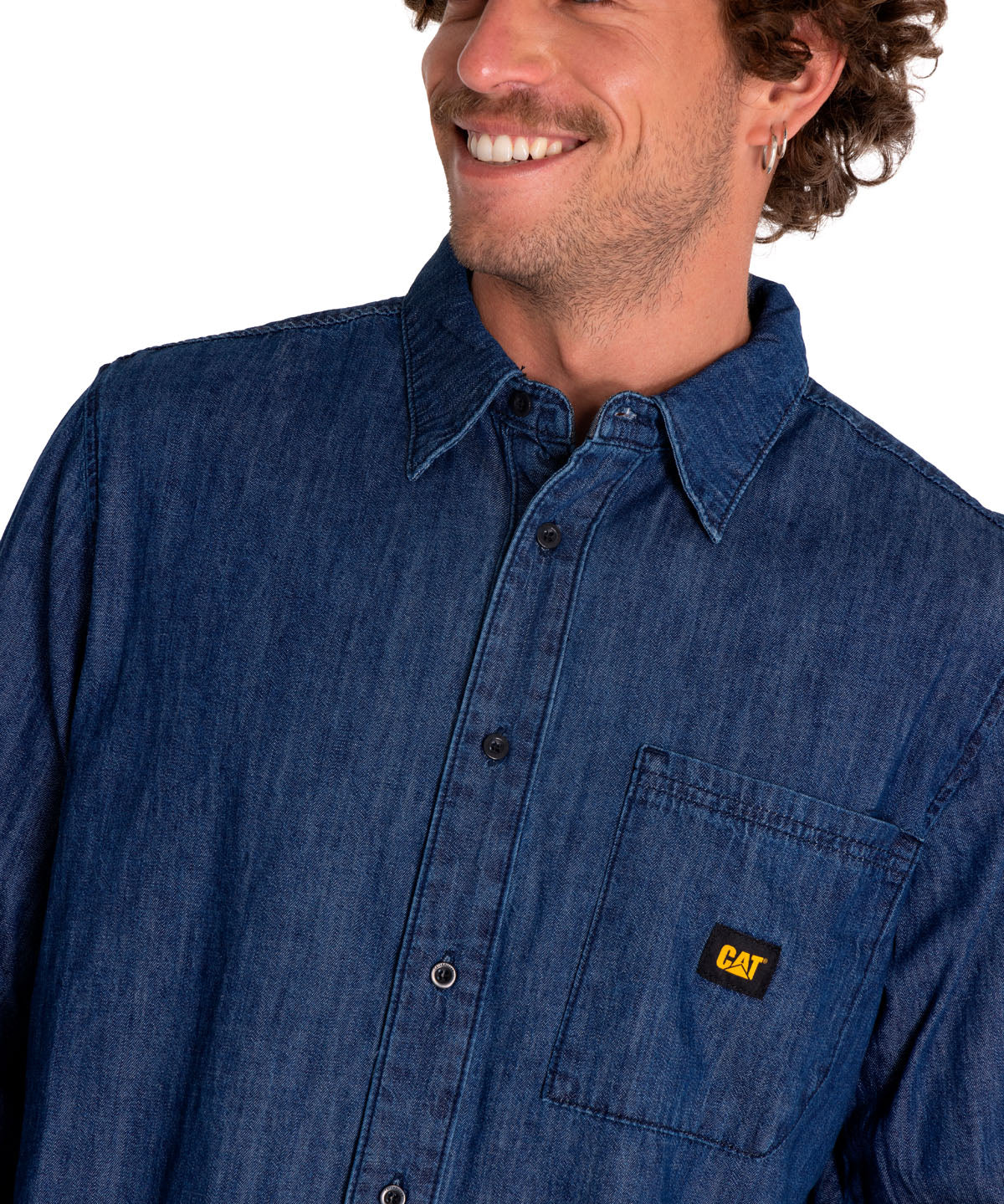 Camisa Manga Larga Casual Hombre Denim L/S Shirt Gris Cat