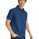 Camisa Manga Corta Hombre Denim Azul CAT