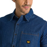 Camisa Manga Corta Hombre Denim Azul CAT
