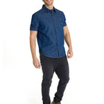 Camisa Manga Corta Hombre Denim Azul CAT