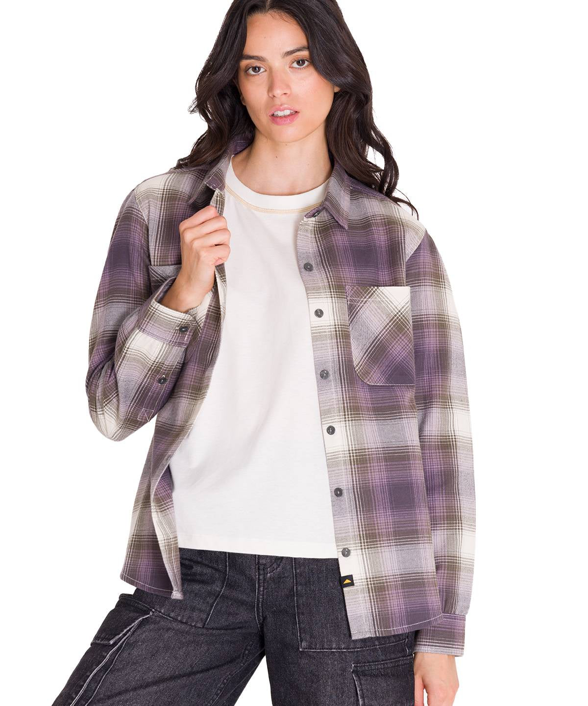 Camisa Manga Larga Mujer Flannel Relaxed Lila L/S Cat