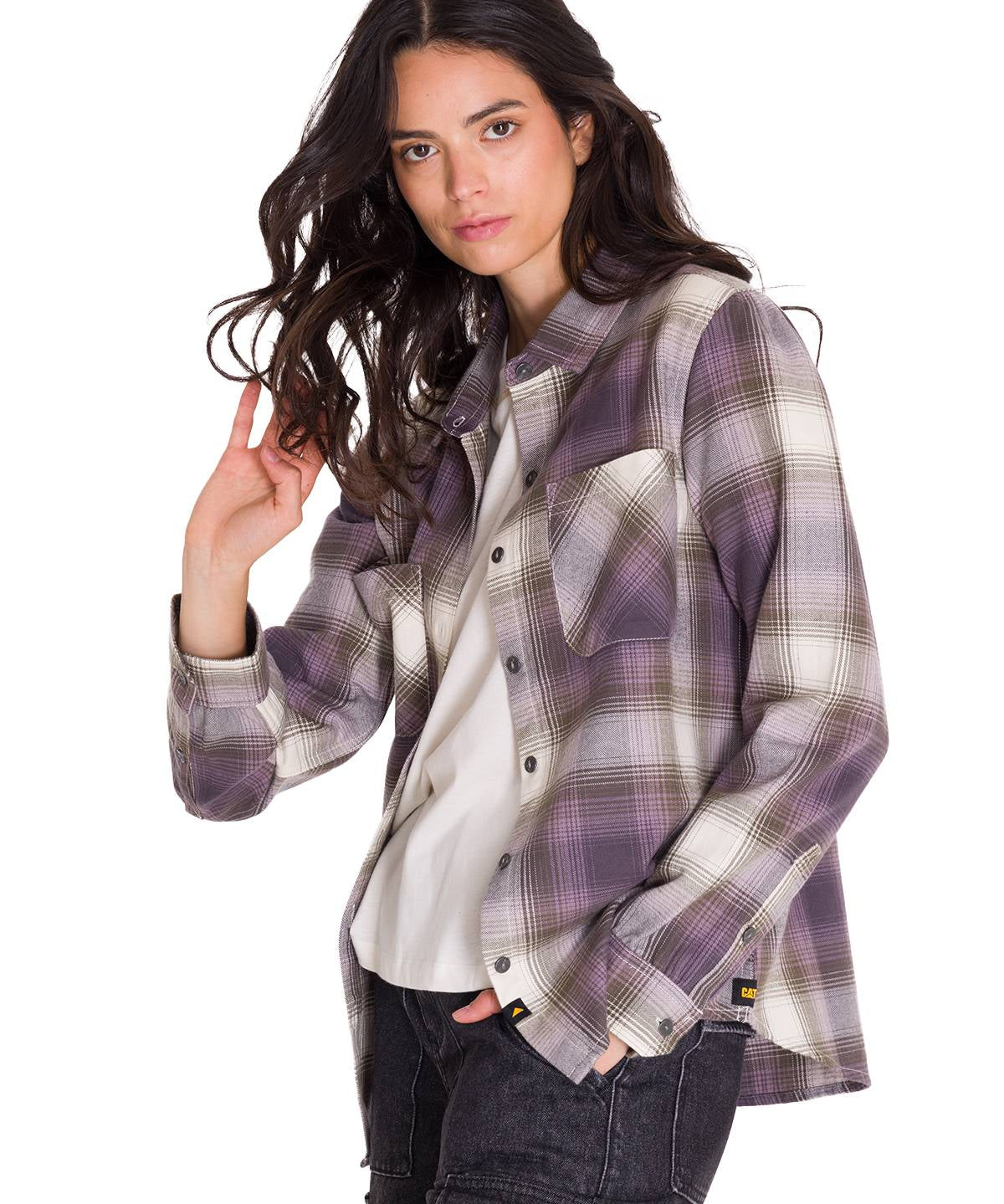 Camisa Manga Larga Mujer Flannel Relaxed Lila L/S Cat