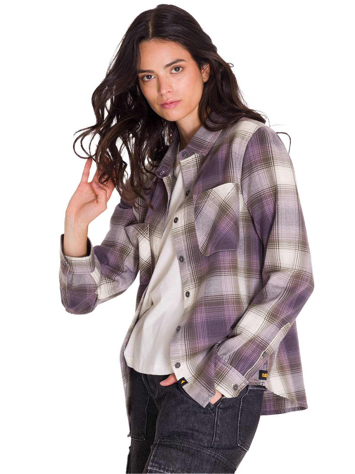 Camisa Manga Larga Mujer Flannel Relaxed Lila L/S Cat