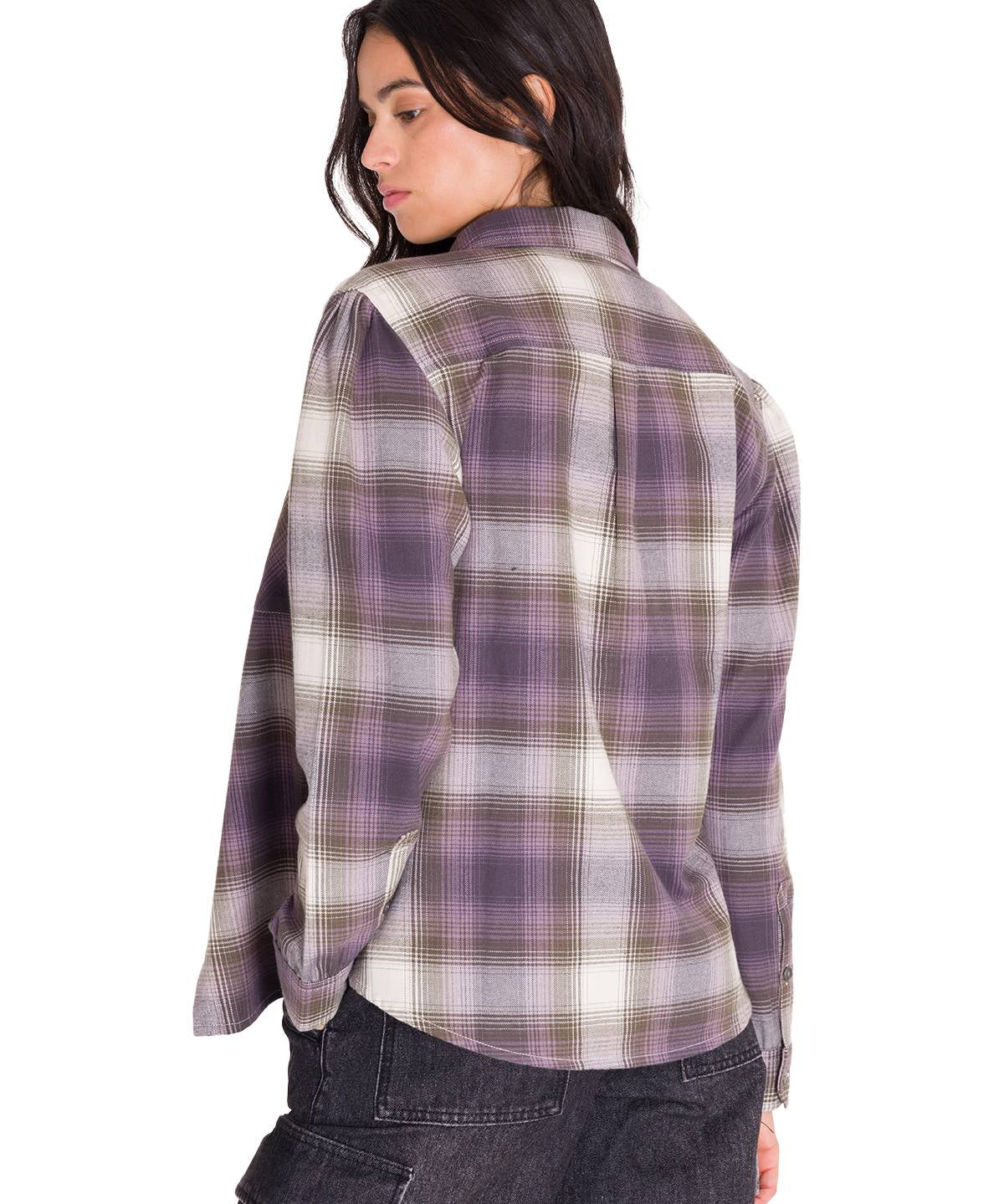 Camisa Manga Larga Mujer Flannel Relaxed Lila L/S Cat