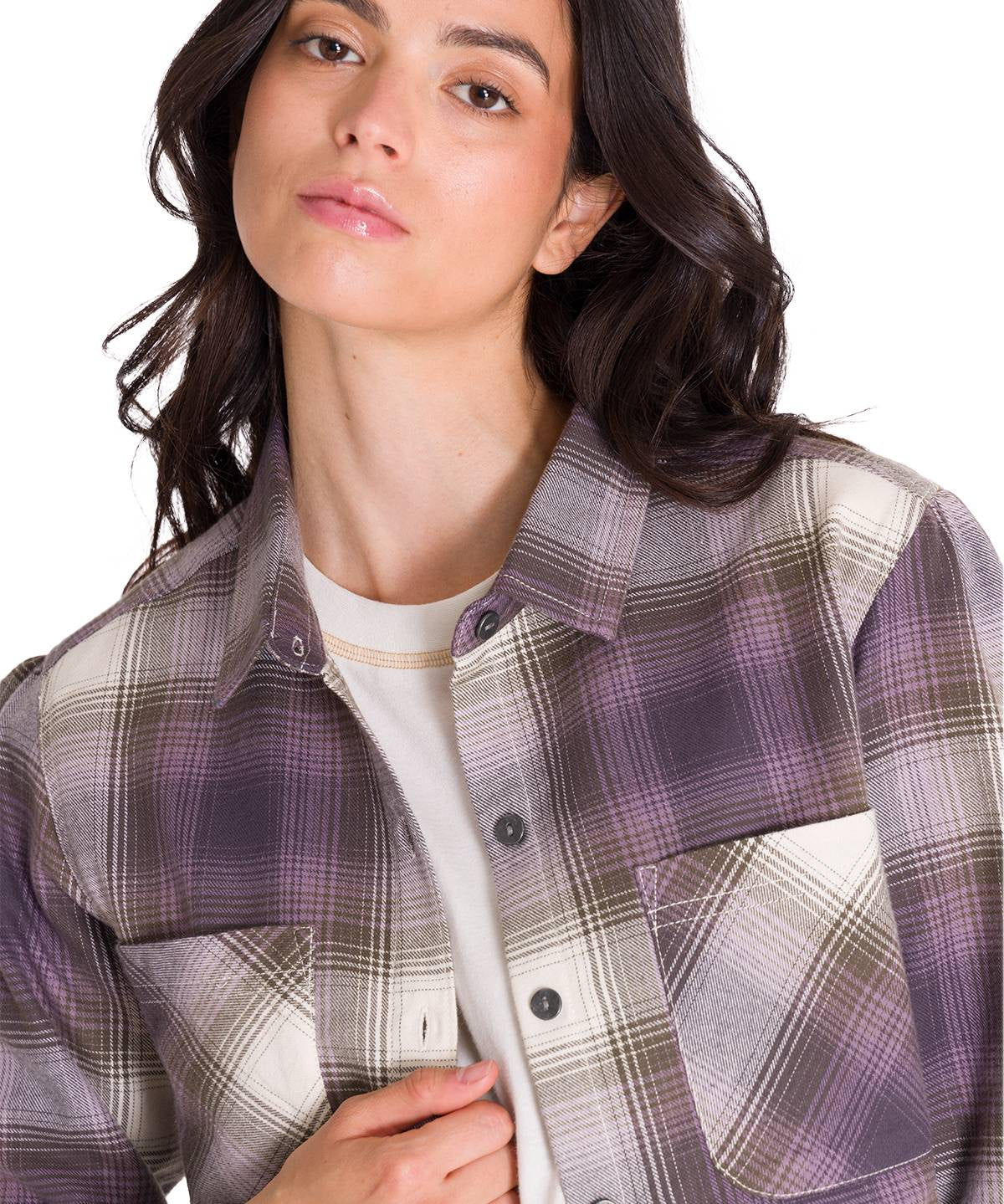 Camisa Manga Larga Mujer Flannel Relaxed Lila L/S Cat