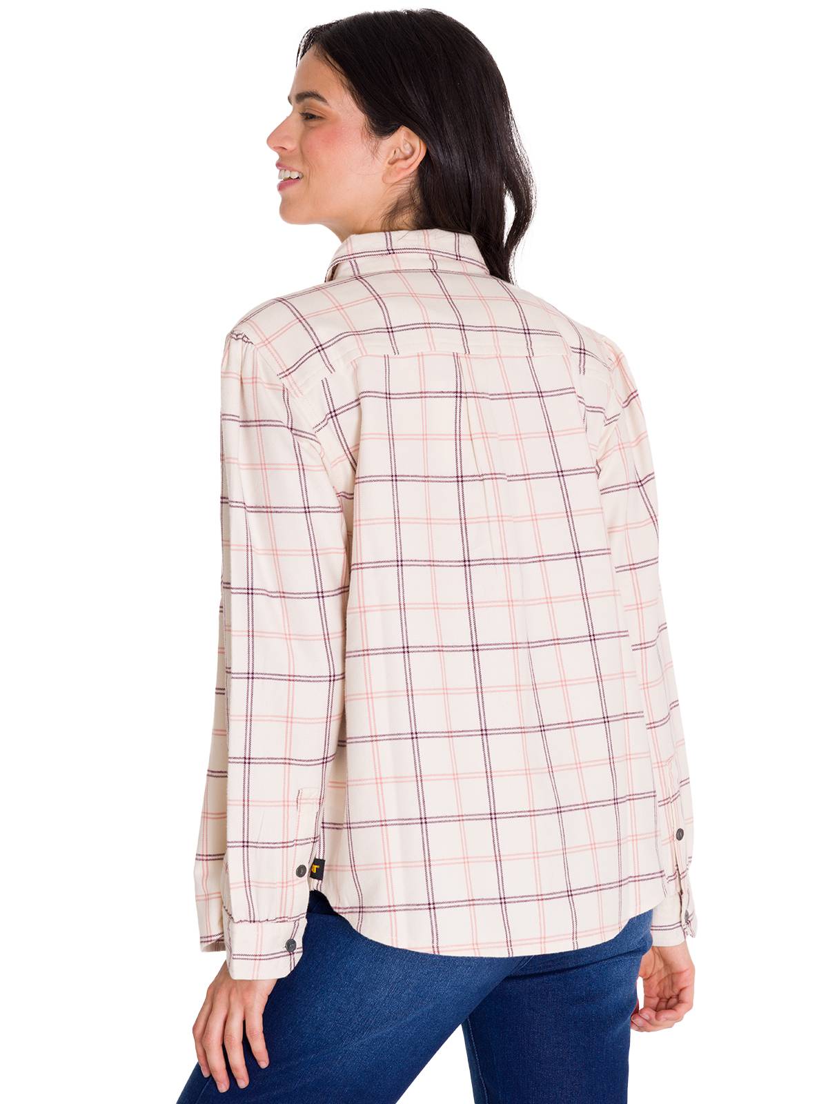 Camisa Manga Larga Mujer Flannel Relaxed L/S Rosa Pálido Cat