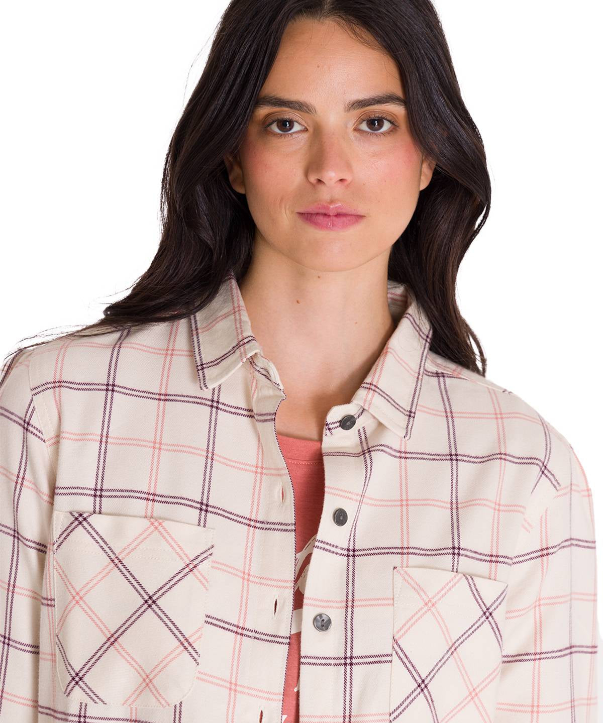 Camisa Manga Larga Mujer Flannel Relaxed L/S Rosa Pálido Cat