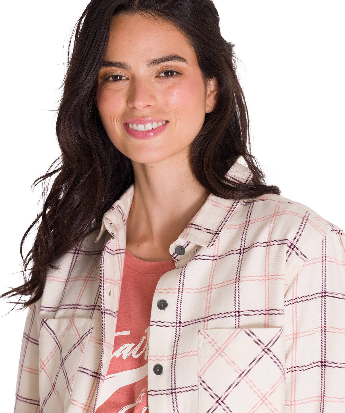 Camisa Manga Larga Mujer Flannel Relaxed L/S Rosa Pálido Cat
