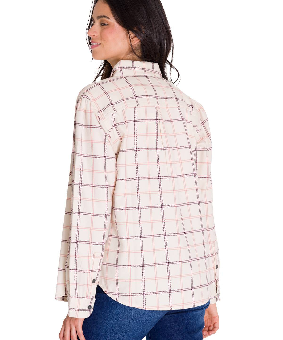 Camisa Manga Larga Mujer Flannel Relaxed L/S Rosa Pálido Cat