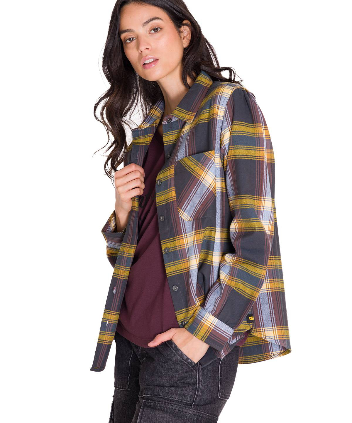 Camisa Manga Larga Mujer Flannel Relaxed L/S Púrpura Cat