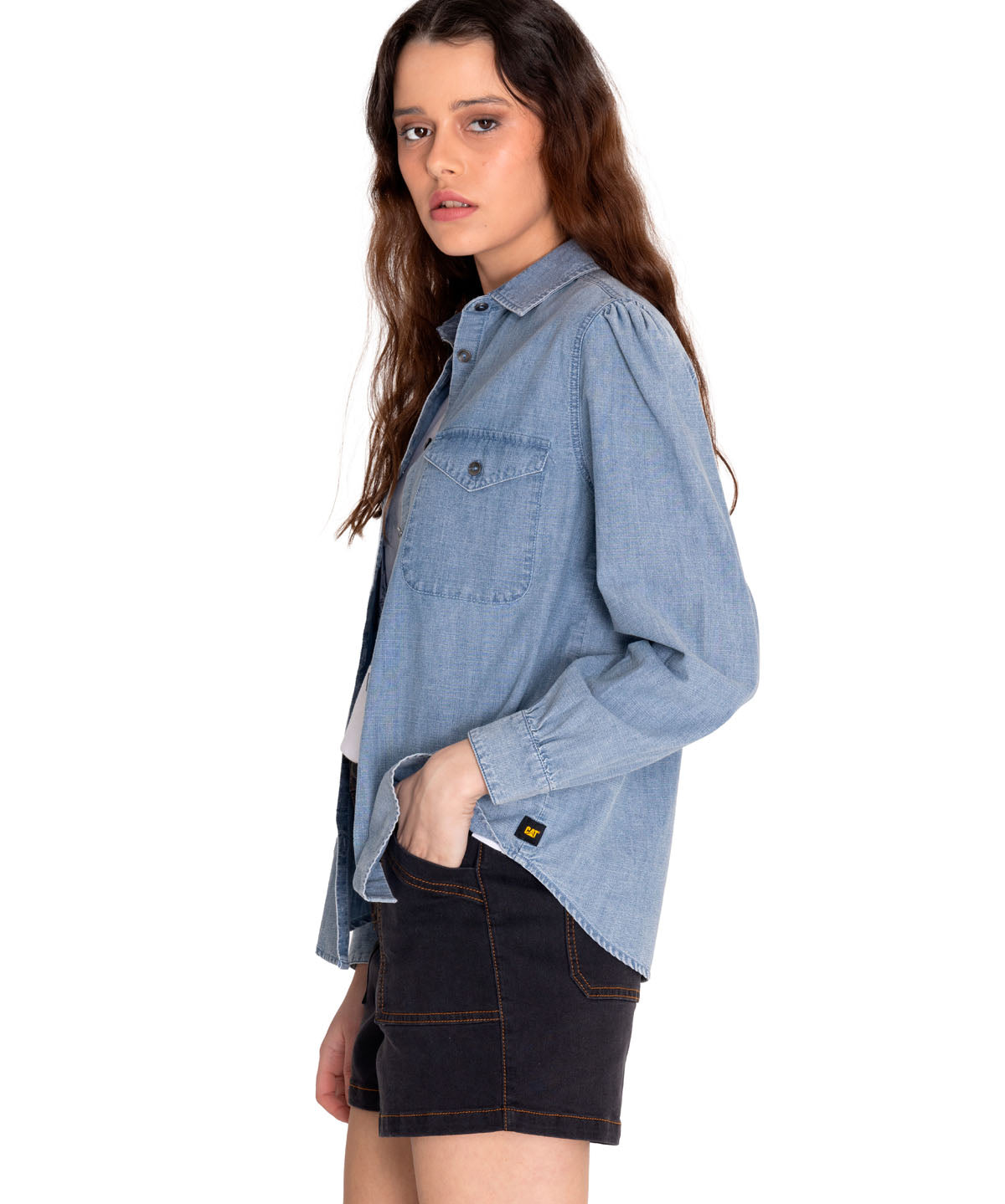 Blusa Manga larga Casual Mujer CHAMBRAY RELAXED L/S SHIRT Azul claro CAT