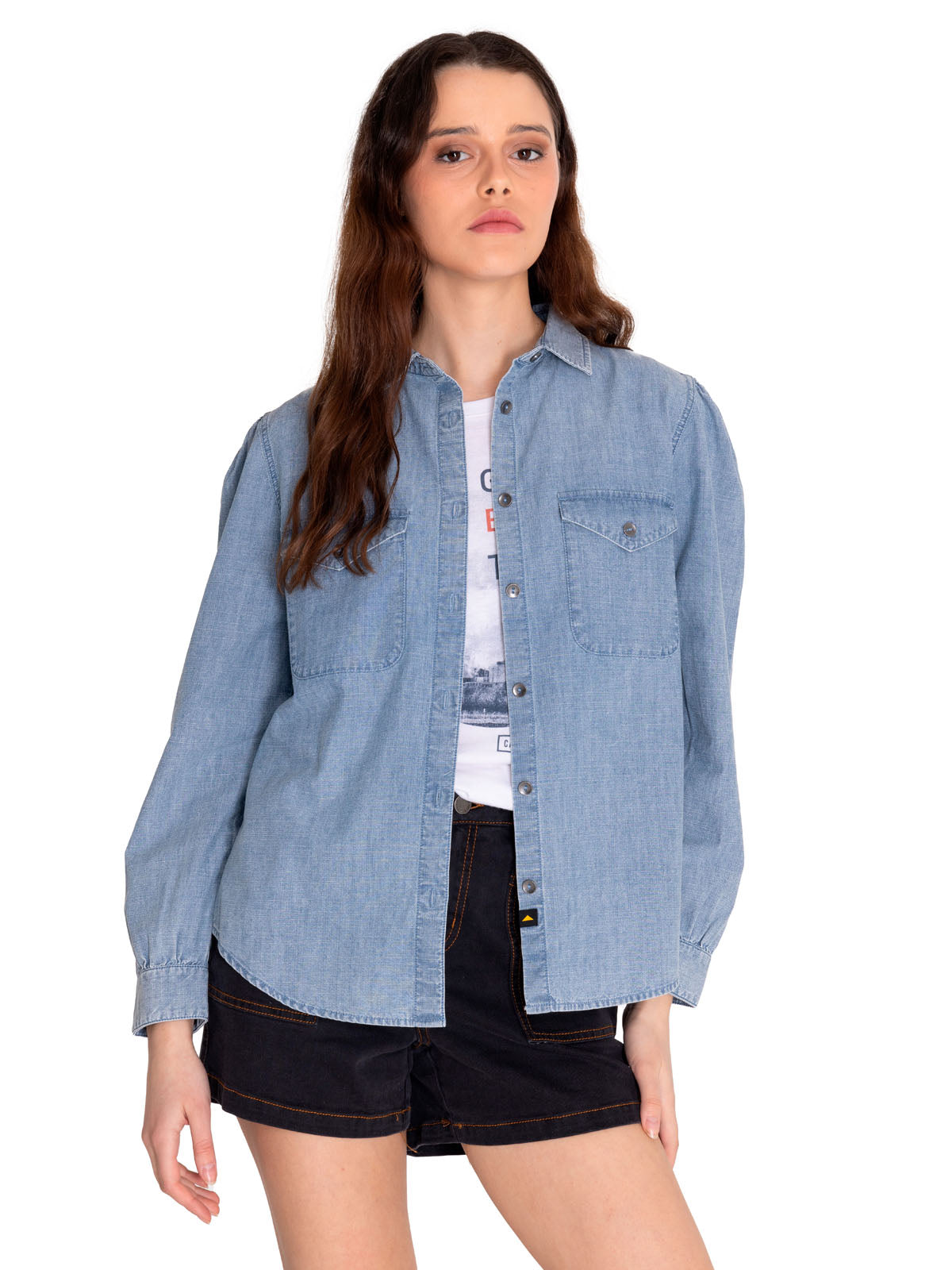 Blusa Manga larga Casual Mujer CHAMBRAY RELAXED L/S SHIRT Azul claro CAT