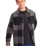 Camisa Manga larga Casual Hombre FLANNEL SNAP FRONT SHIRT JACKET Negro CAT