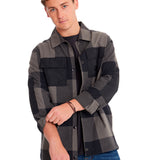 Camisa Manga larga Casual Hombre FLANNEL SNAP FRONT SHIRT JACKET Negro CAT