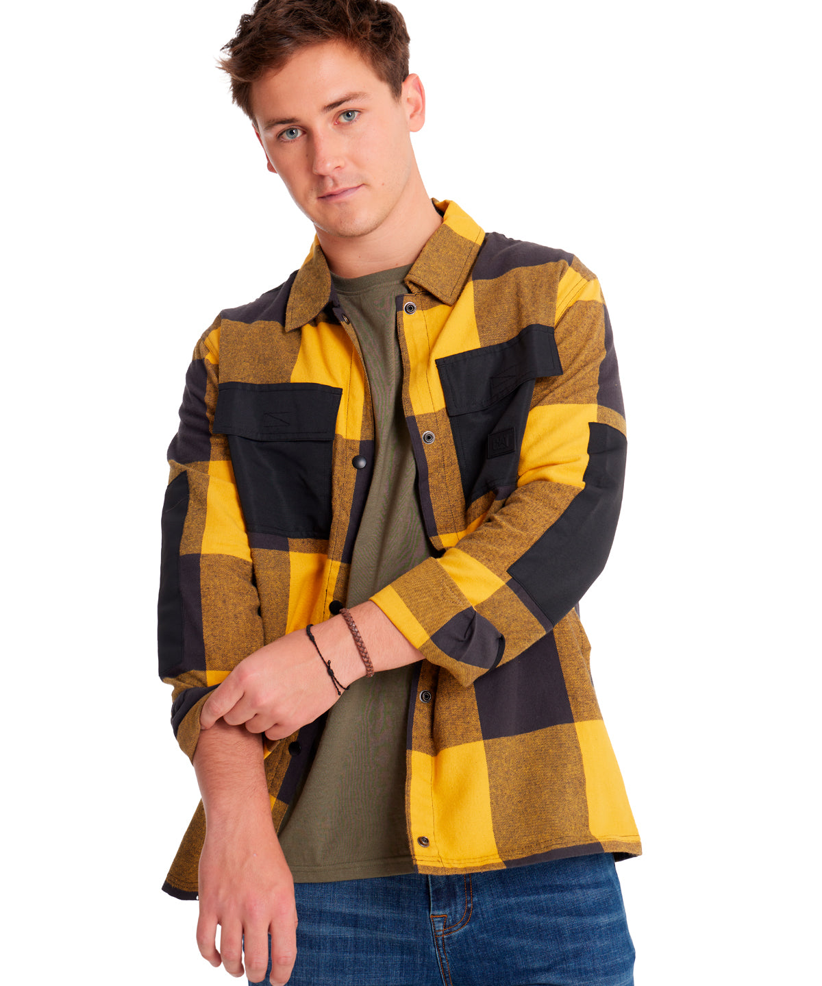 Camisa Manga larga Casual Hombre FLANNEL SNAP FRONT SHIRT JACKET Amarillo CAT