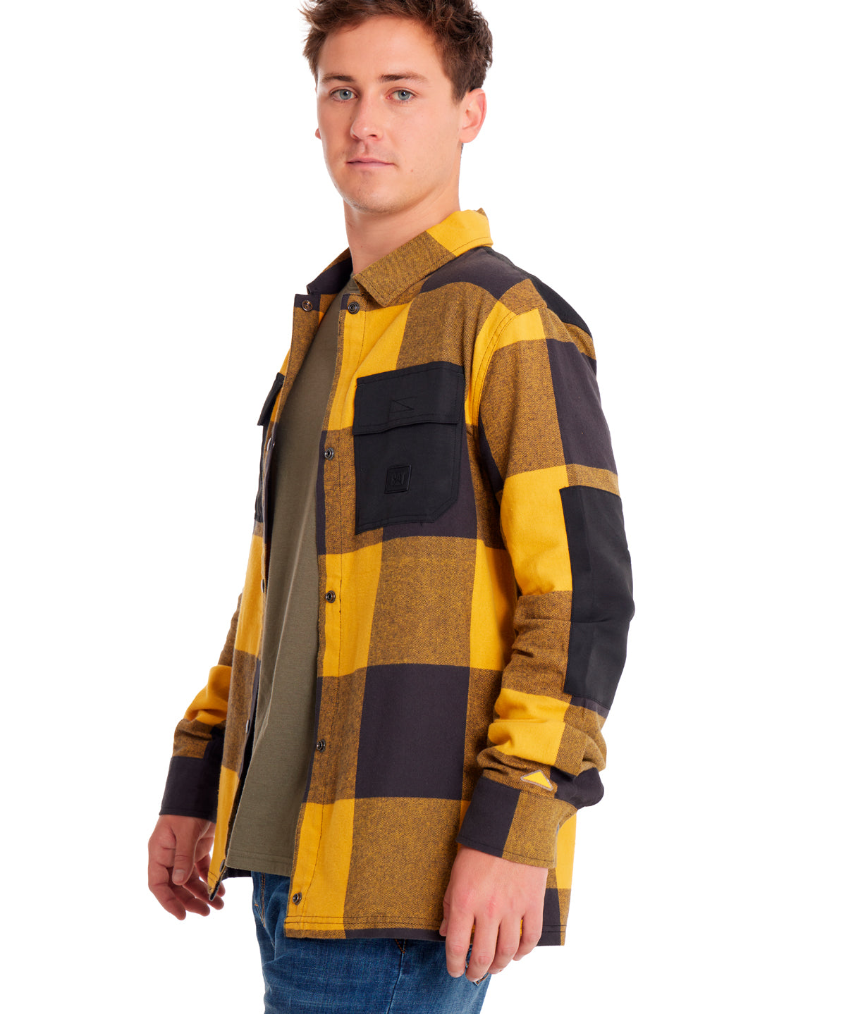 Camisa Manga larga Casual Hombre FLANNEL SNAP FRONT SHIRT JACKET Amarillo CAT