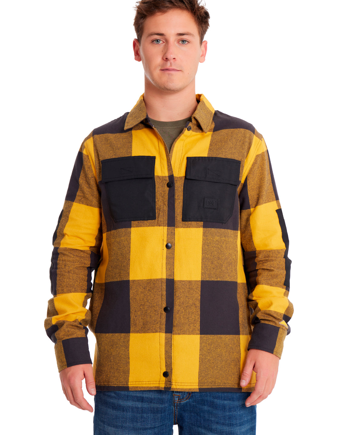 Camisa Manga larga Casual Hombre FLANNEL SNAP FRONT SHIRT JACKET Amarillo CAT