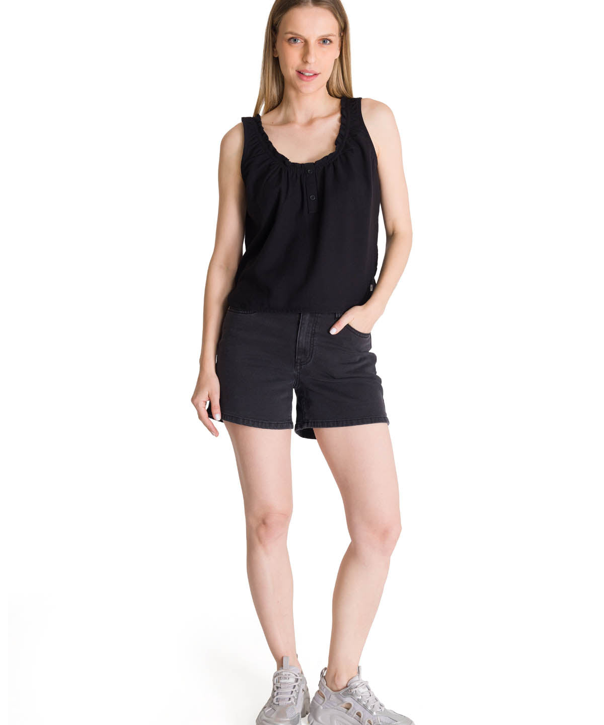 Blusa Sin Mangas Mujer U-Neck Negro CAT