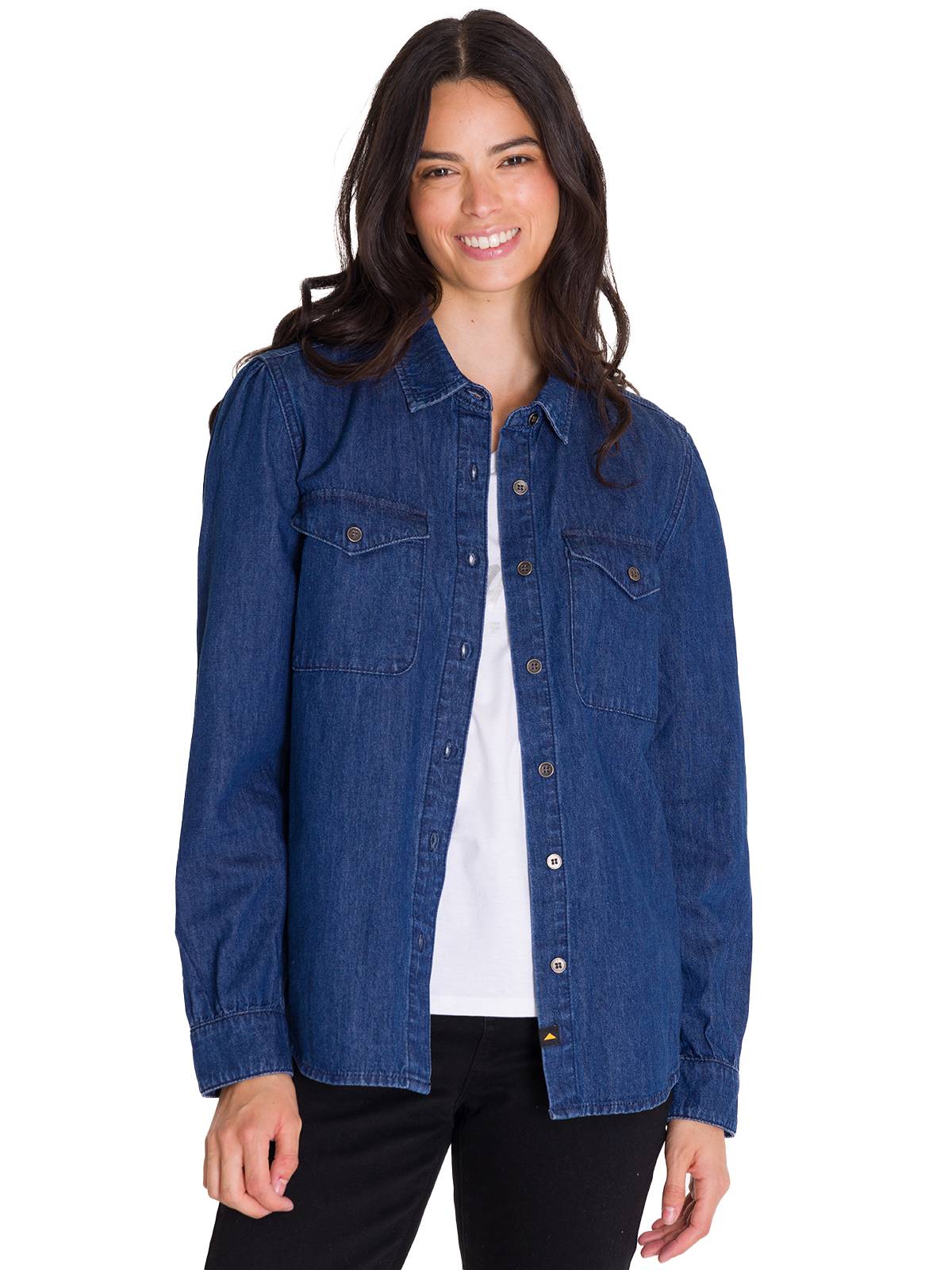 Camisa Manga Larga Casual Mujer DENIM RELAXED L/S Azul Cat