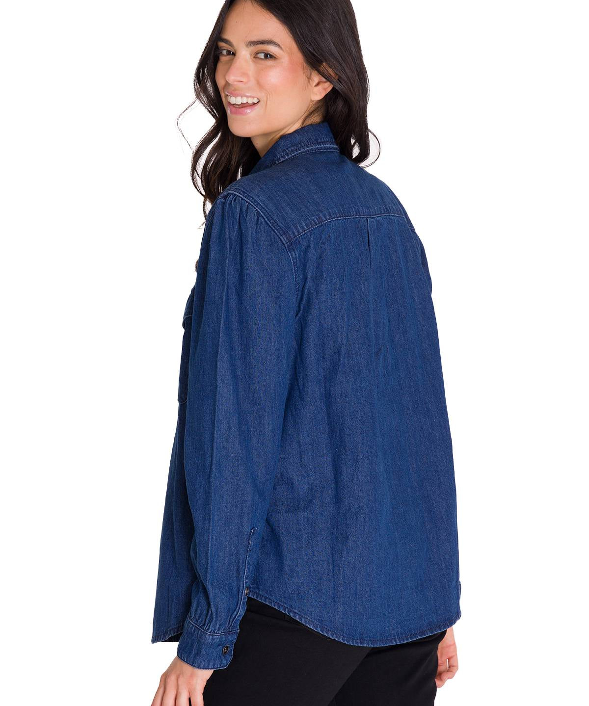 Camisa Manga Larga Casual Mujer DENIM RELAXED L/S Azul Cat