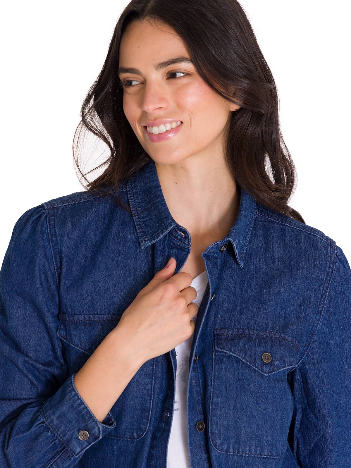Camisa Manga Larga Casual Mujer DENIM RELAXED L/S Azul Cat