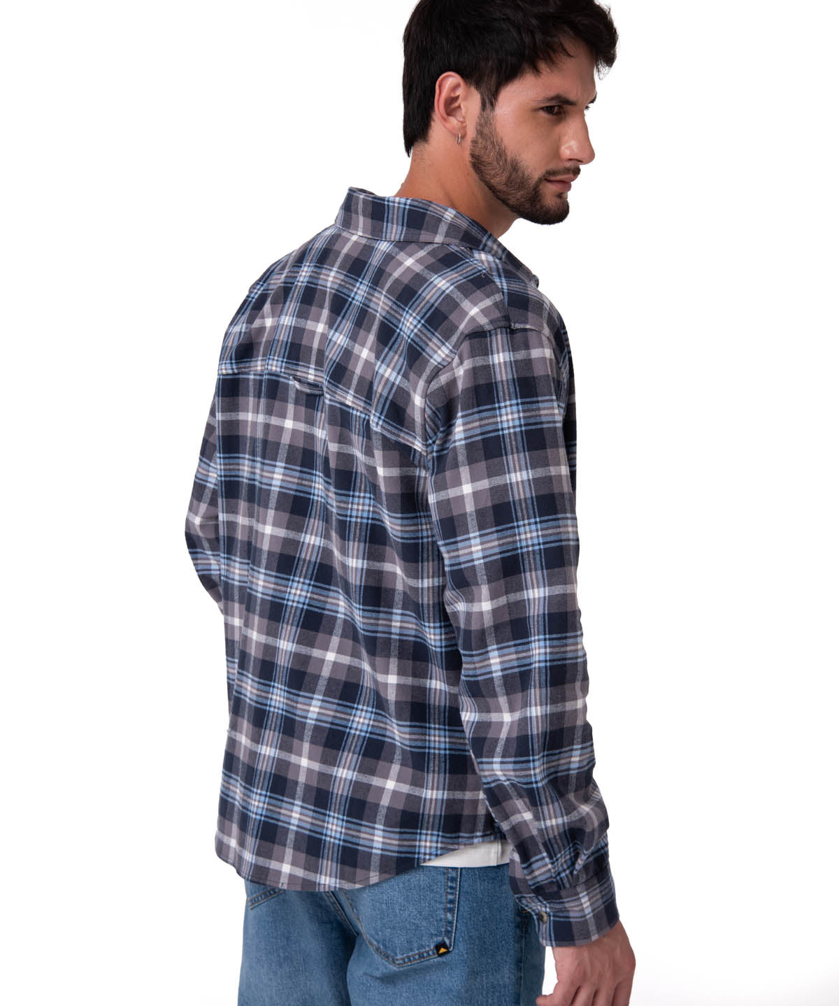 Camisa Manga Larga Hombre Classic Flannel Azul Cat
