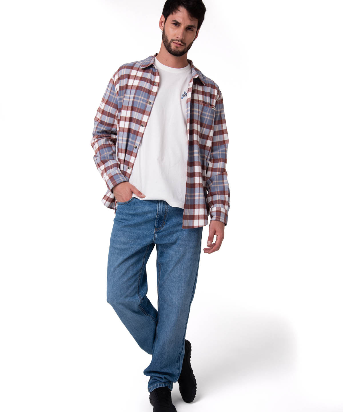 Camisa Manga Larga Hombre Classic Flannel Celeste Cat