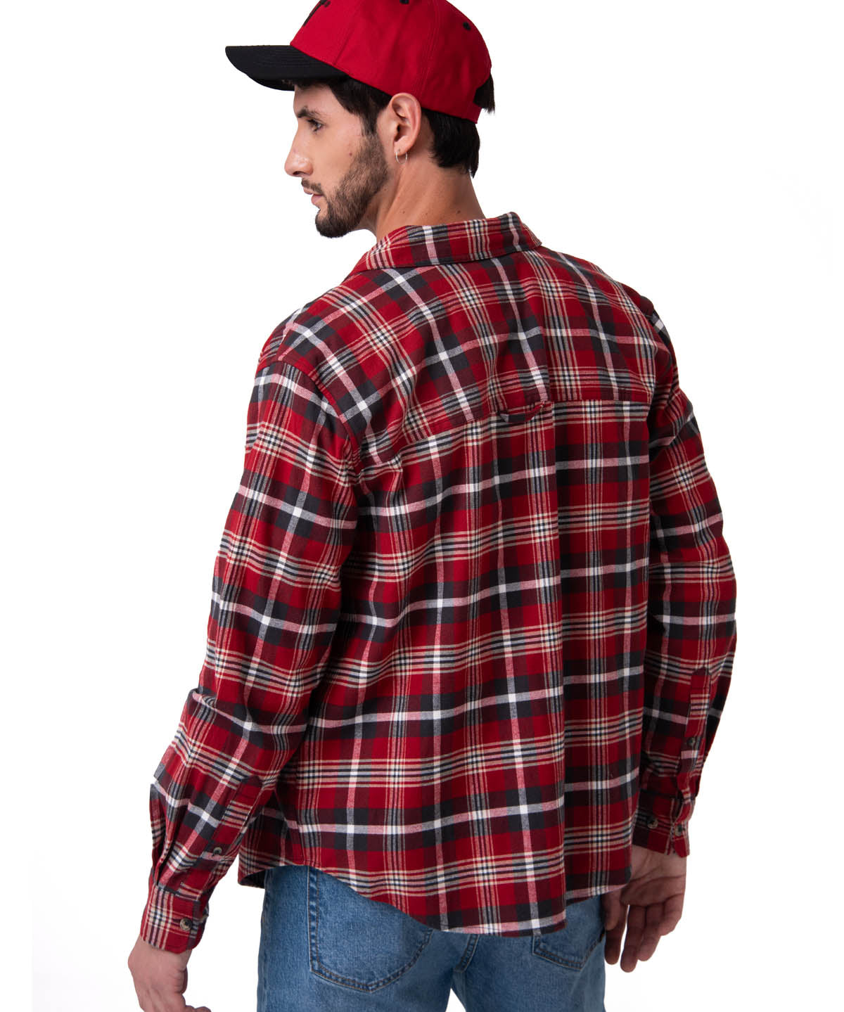 Camisa Manga Larga Hombre Classic Flannel Rojo Cat