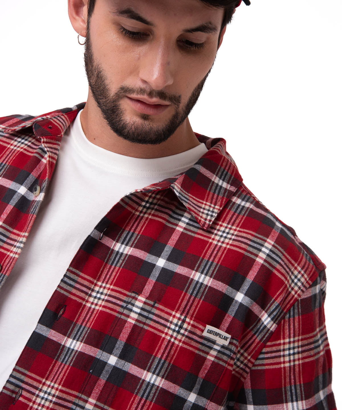Camisa Manga Larga Hombre Classic Flannel Rojo Cat