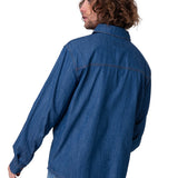 Camisa Manga Larga Hombre Denim Western Azul