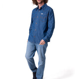 Camisa Manga Larga Hombre Denim Western Azul