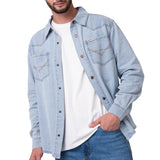 Camisa Denim Manga Larga Hombre Western Celeste Cat