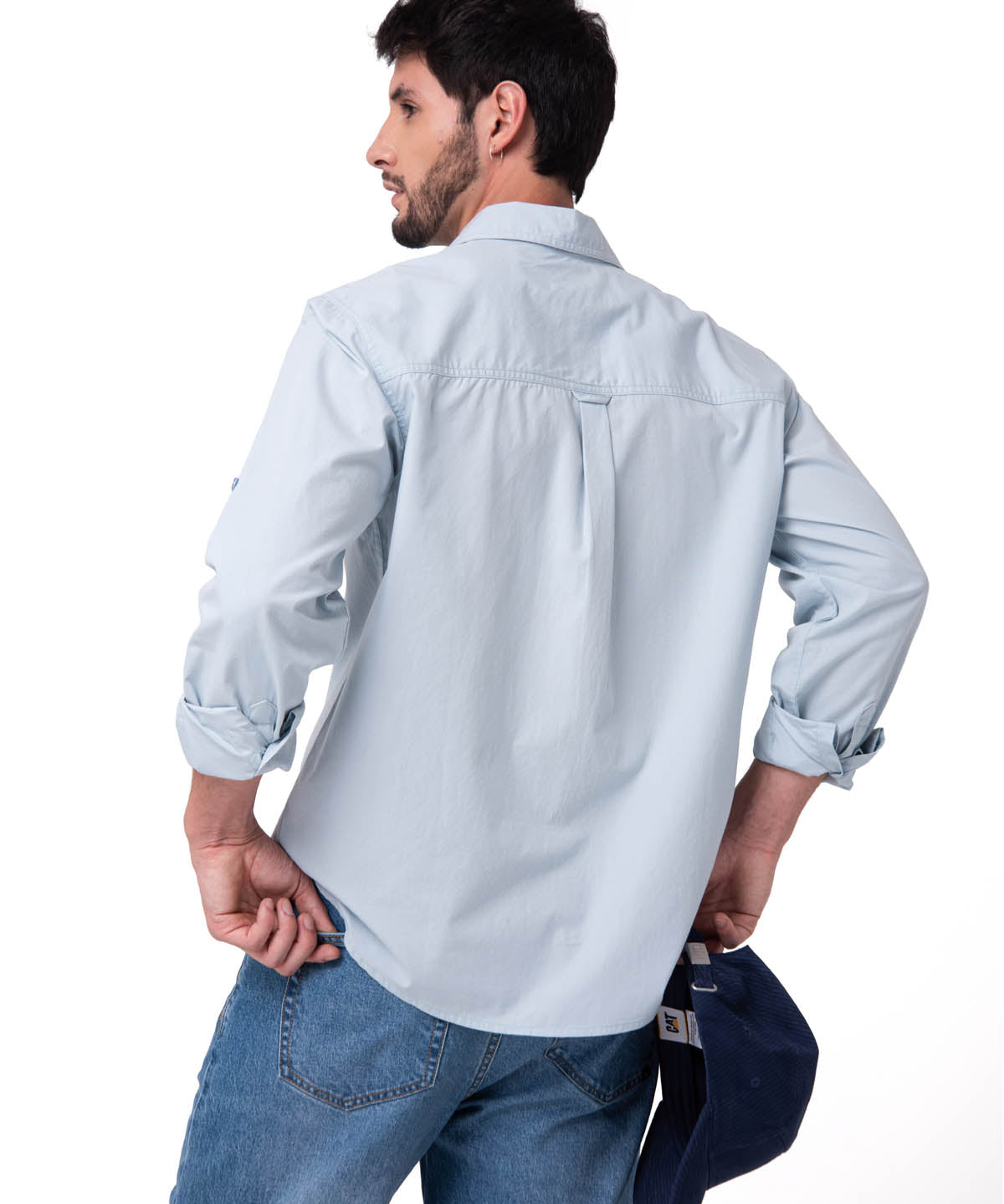 Camisa Manga Larga Hombre Popplin Convertible Celeste Cat