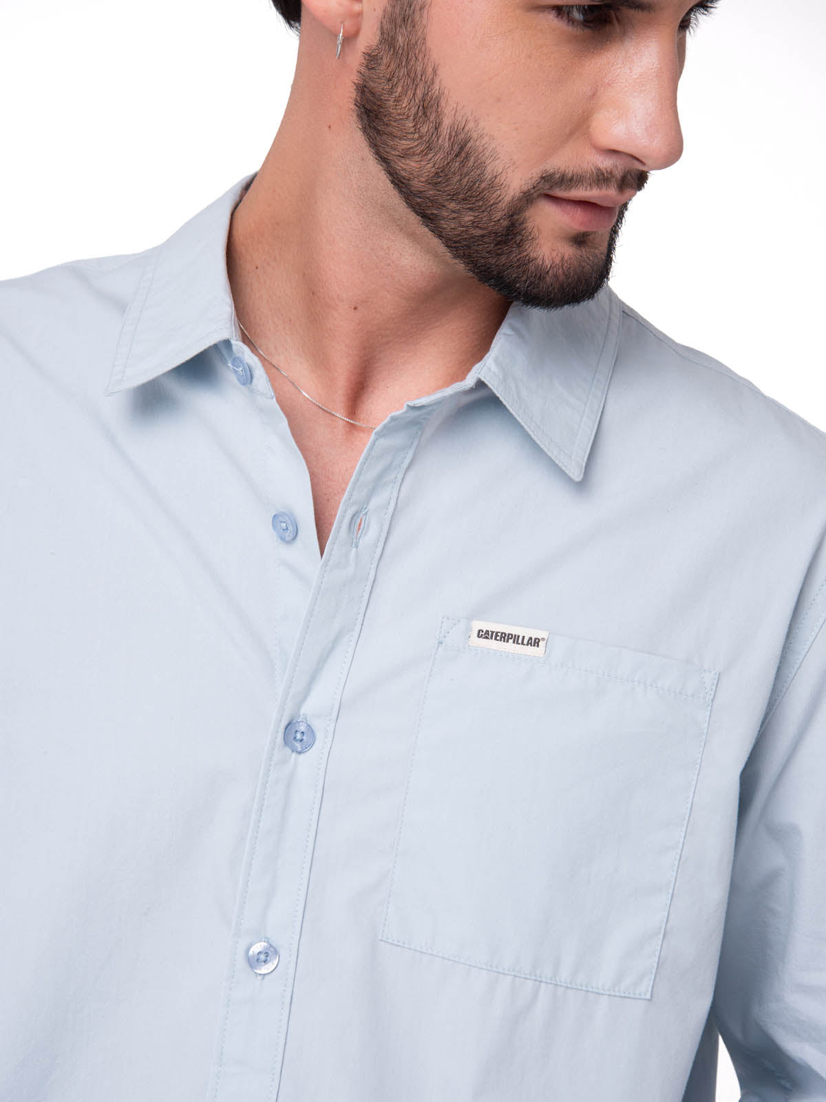 Camisa Manga Larga Hombre Popplin Convertible Celeste Cat