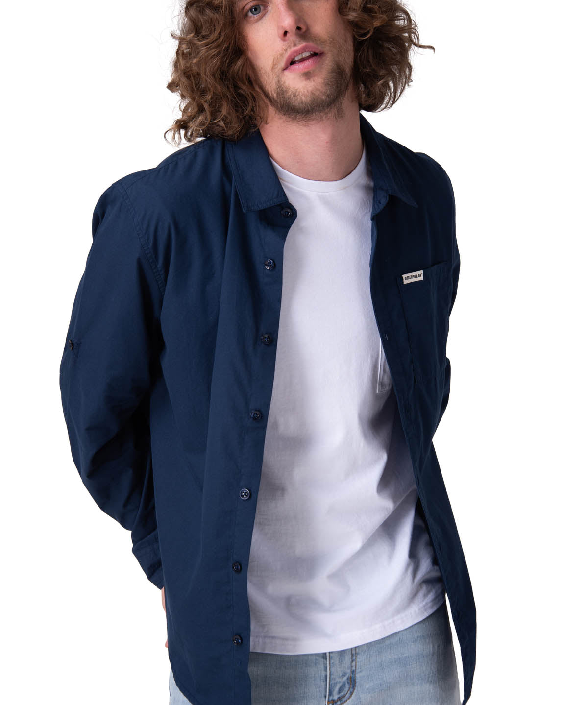 Camisa Manga Larga Hombre Convertible L/S Popl Azul