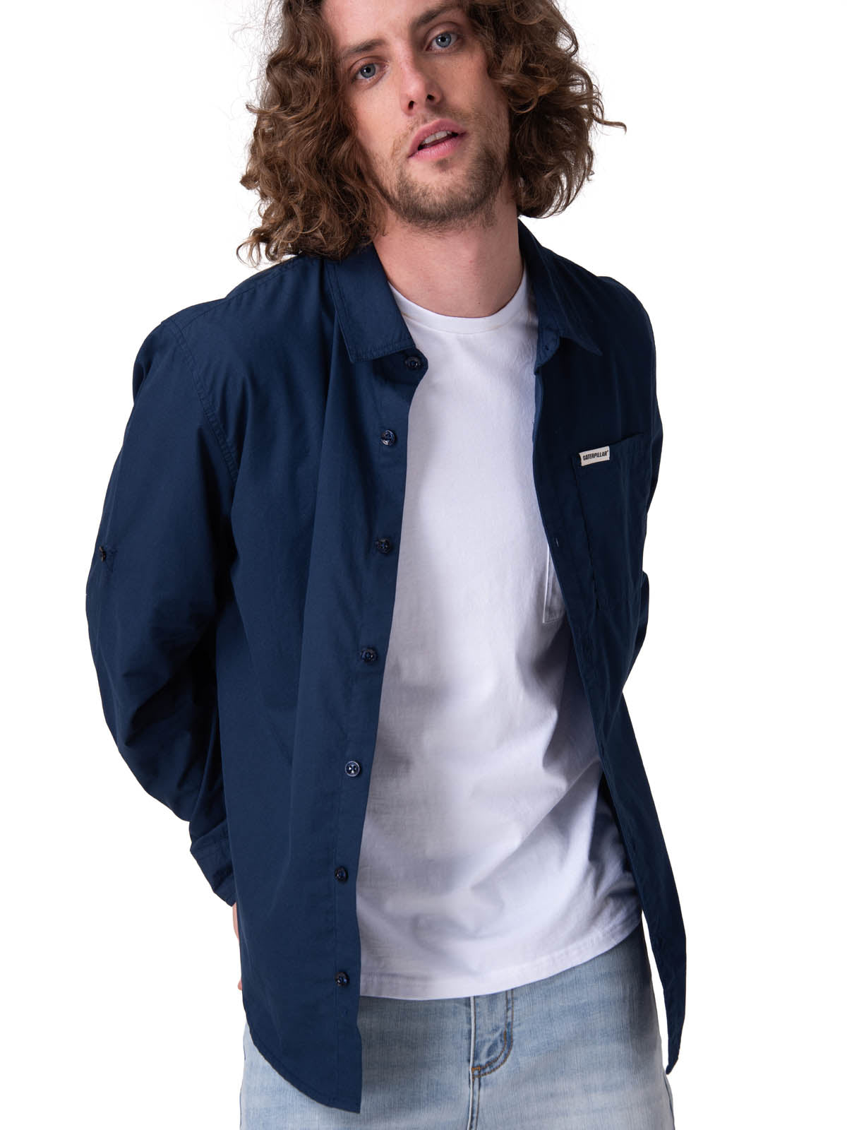 Camisa Manga Larga Hombre Convertible L/S Popl Azul