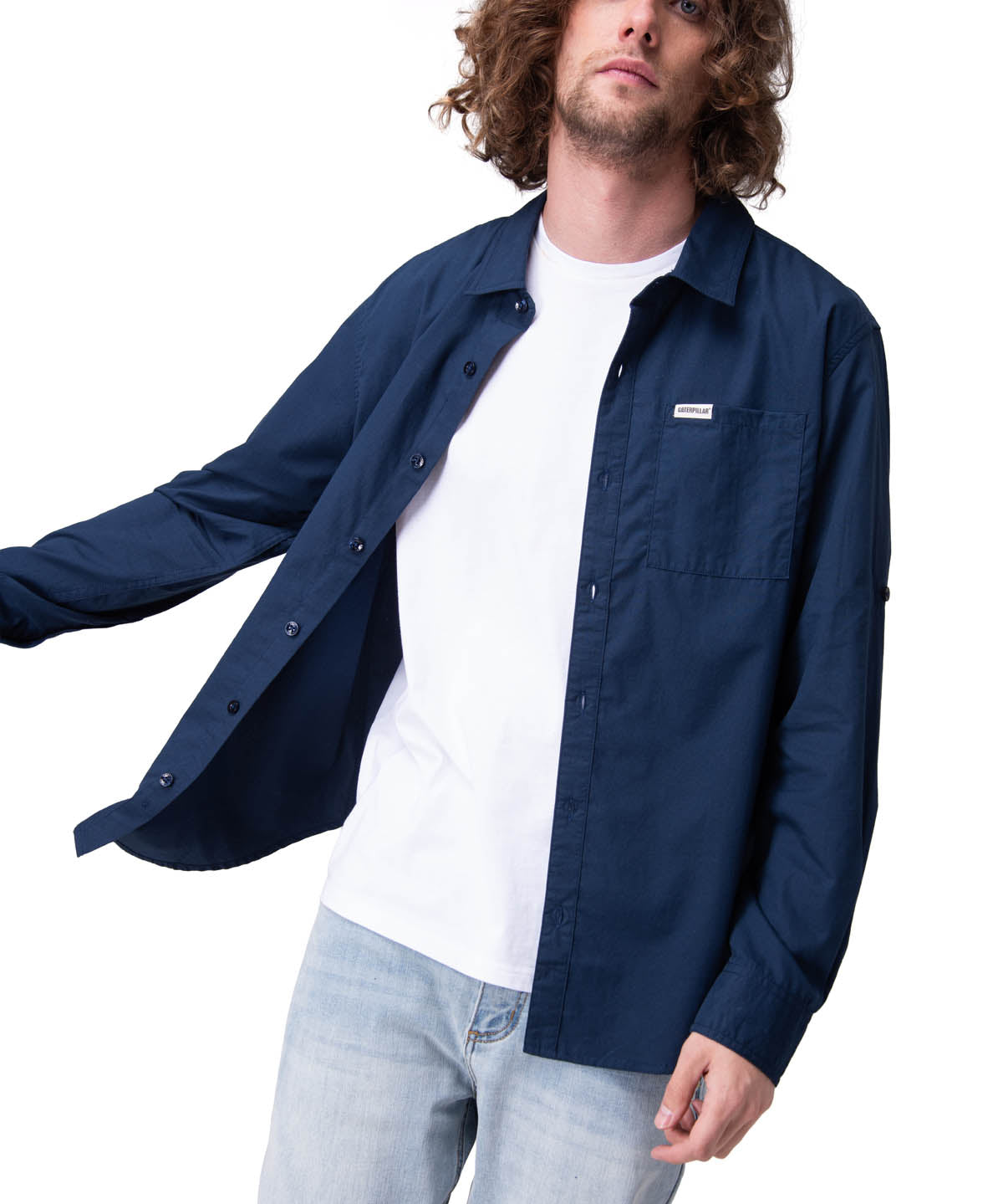 Camisa Manga Larga Hombre Convertible L/S Popl Azul