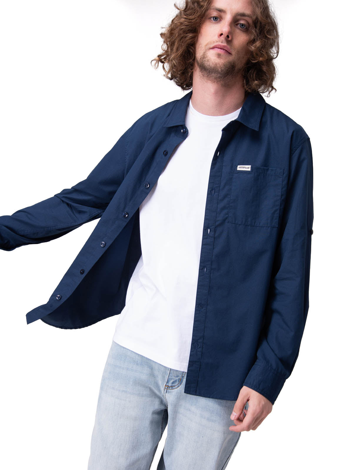 Camisa Manga Larga Hombre Convertible L/S Popl Azul