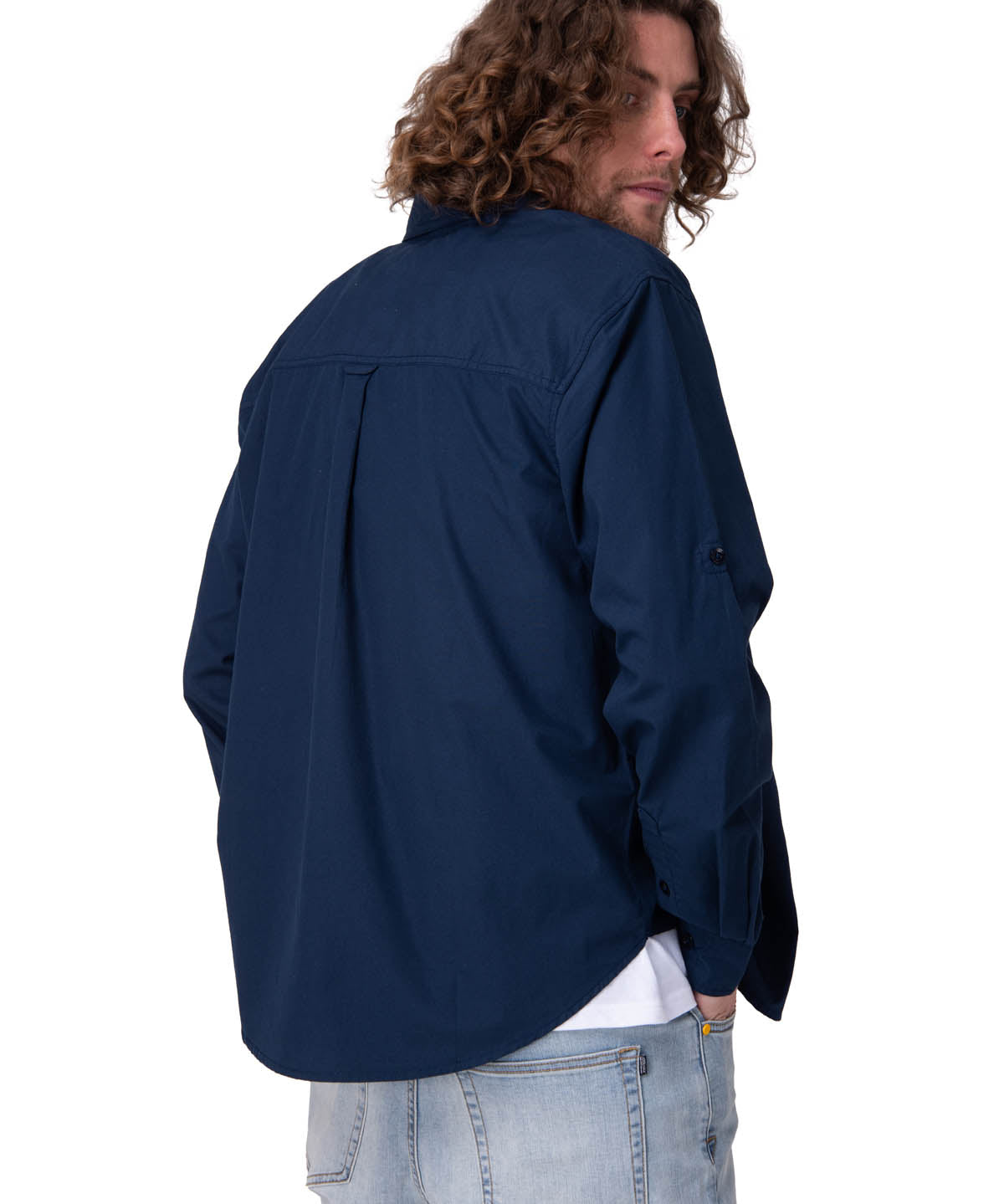 Camisa Manga Larga Hombre Convertible L/S Popl Azul
